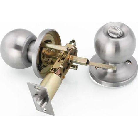 Ahlsen Poignée De Porte, Ronde Bouton Serrure Verrouillage Porte, Verrouillage par clés, Taille du loquet Femeo (1/4)