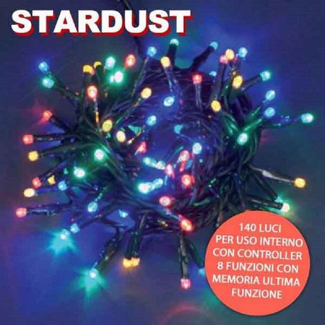 Trade Shop - WEIHNACHTSLICHTERKETTE 140 MEHRFARBIGE GLÜHWÜRMCHEN MIT 8-FUNKTIONEN-CONTROLLER STARDUST -