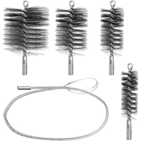 5 Pieces Hedgehog Sweeping Kit, Metal Brush, Chimney Cleaning Pellet Stove, Cleaning Soft Sheaths, Cleaning Stove Pipes and Rust Removal (1/5)