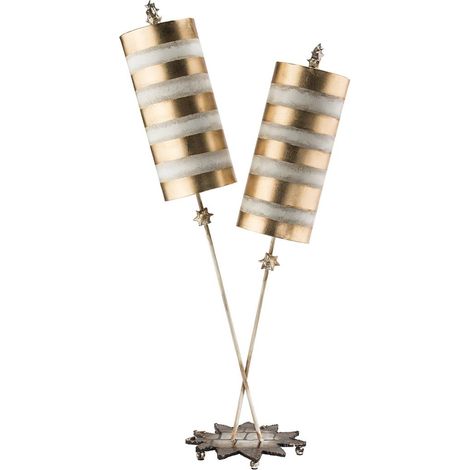 Elstead Nettle Luxe - Lampe de table à 2 lumières feuille d'or, taupe, E27 (1/5)