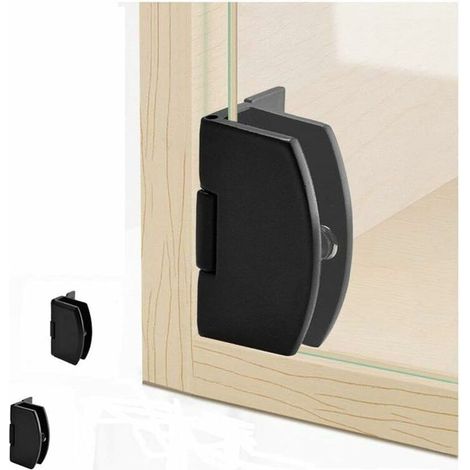 Lot de 4 charnières de porte en verre sans cadre pour armoire ou salle de bain Noir, (1/5)