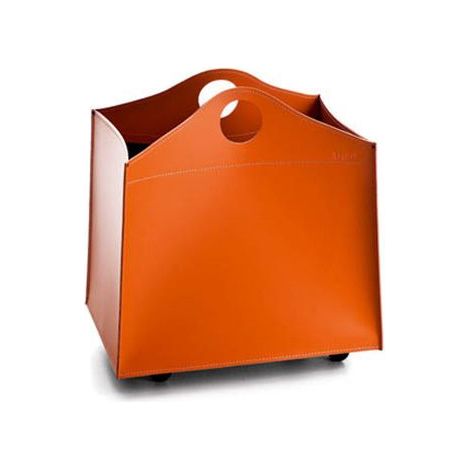 Porta legna in cuoio per camino Wood Bag Small  Testa di moro