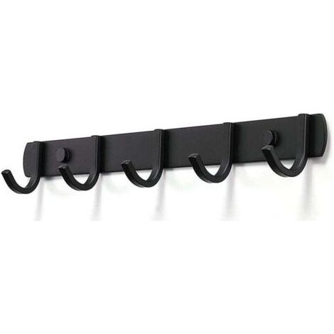 Porte Manteau Mural, Patères Porte Manteaux Design En Acier Inoxydable, Patères Salle De Bains Solide pour Chambre Bureau Noir (5 Hook) (1/4)