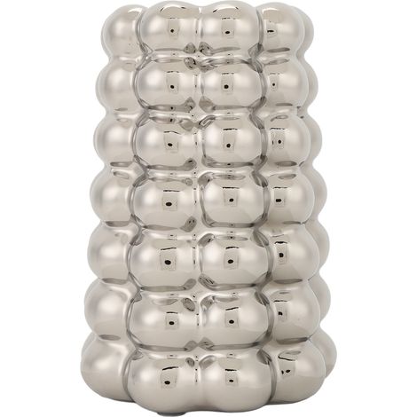 Plating Bubble Ceramic Vase Decorative Light Luxury Unique Bubble Flower Pot for Living Room Study Entrance Silver (1/5)