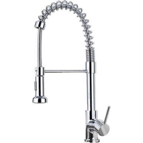 Robinet de cuisine, mitigeur de cuisine à douchette extractible, robinet d'évier à col de cygne pivotant à 360°, acier inoxydable brossé (1/4)