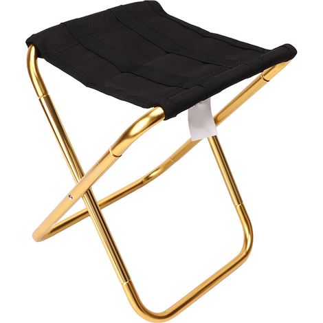 Chaise pliante d'extérieur, chaise de pêche en alliage d'aluminium, tabouret pliant de camping pour barbecue, tabouret de train portable, noir. (1/5)