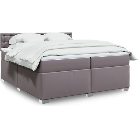 Boxspringbett mit Matratze Grau 200x200 cm Kunstleder (1/5)