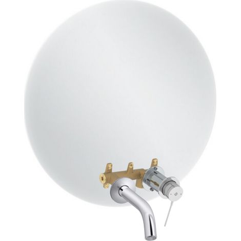 Espejo LED redondo 2 agujeros + mezclador de lavabo empotrado JACOB DELAFON Grands Boulevards Cromo + cuerpo empotrado