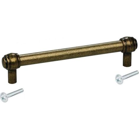 Möbelgriff aus Metall in Antikmessing-Optik – 128 mm Lochabstand – 33 mm Höhe – Inklusive Klemmschrauben – Für Schubladen und Schränke (1/4)