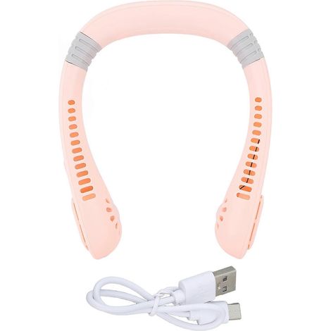 Ventilateur de cou portable, ventilateur suspendu sans pales avec affichage numérique et 5 vitesses, ventilateur rafraîchissant rechargeable par USB pour les activités sportives et les voyages en exté (1/5)