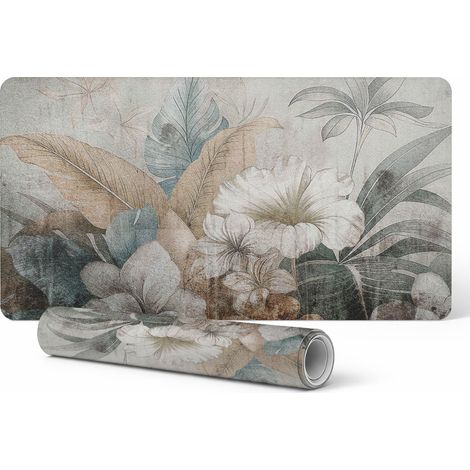 Alfombrilla protectora moderna para teclado con estampado floral vintage, 120 x 60 cm.