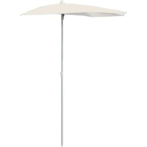 Parasol de jardin demi-hauteur, avec poignée, 180 x 90 cm, couleur sable (1/5)