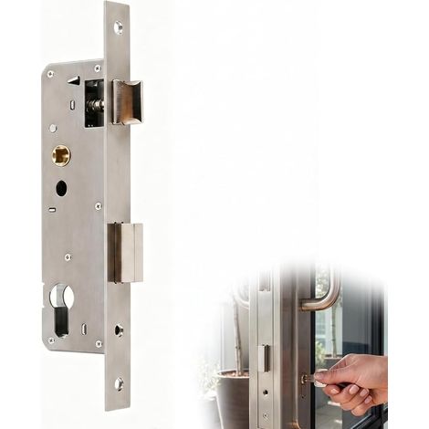Serrure Inox Encastrable, 85x25mm, Serrure à Cadre Tubulaire, Loquet à Cadre Tubulaire, Serrureen Aluminium à Larder, pour Porte d'Entrée et Porte du Jardin (1/5)