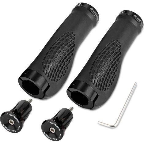 Fahrradgriffe mit Schraubenden, ergonomisch, Gummi & Aluminium, Schwarz (1/5)