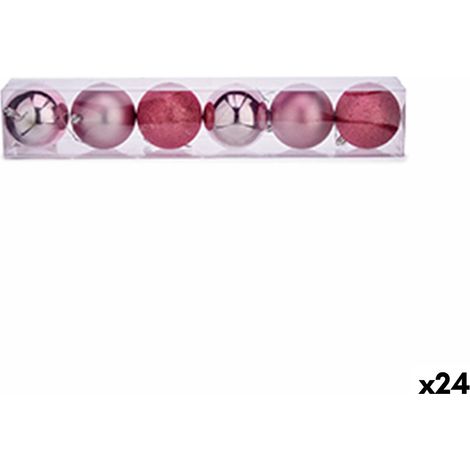 Krist Lot de boules de Noël Rose Plastique Ø 8 cm 24 unités (1/4)