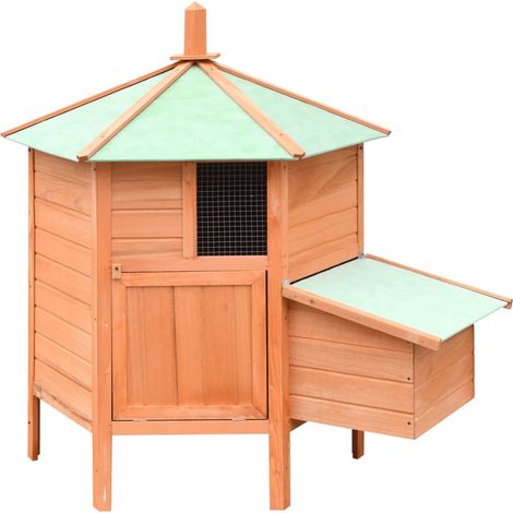 Gallinero de madera maciza de pino y abeto 126 x 117 x 125 cm marrón y verde