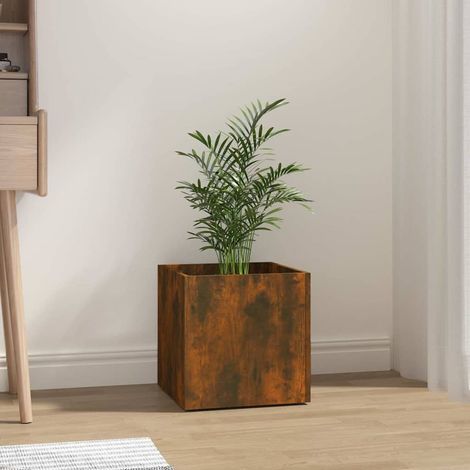 Bac à fleurs - Jardinière pour extérieur/intérieur jardin terrasse balcon - Chêne fumé 40x40x40 cm Bois d'ingénierie Chic-464863 (1/5)
