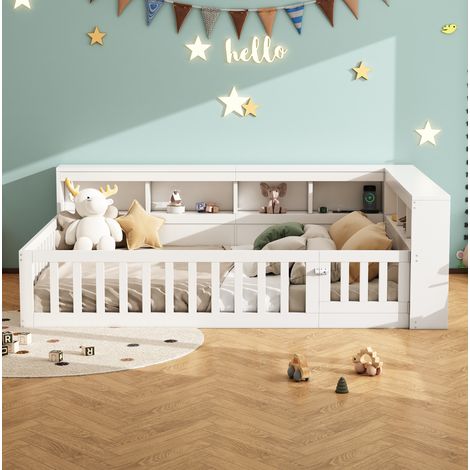 Lit banquette 140x200 cm en bois blanc avec rangement, sans matelas, pour petit espace – MEUBLIV (1/5)