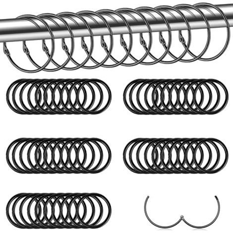 Lot 50 Anneaux Rideau Ouverture, 50 mm, Métal, Ronds, Pinces, Rideaux, Douches, Portes, Solides, Durables (1/5)