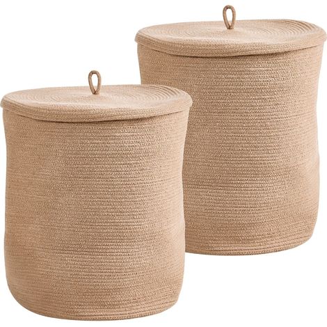 Set di 2 cesti portaoggetti in cotone intrecciato, beige, Silopi