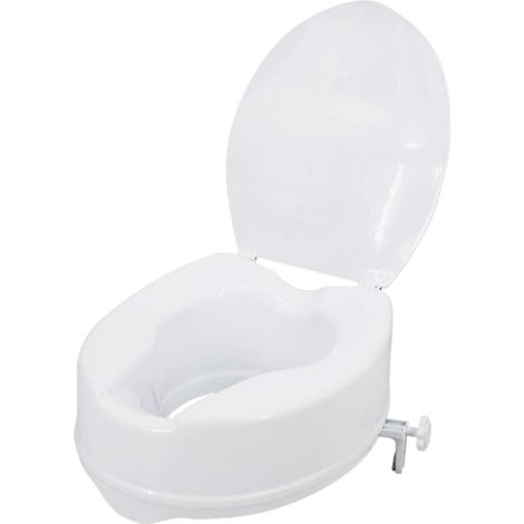 rehausseur WC adulte, 14 cm, avec couvercle, siège surélevé pour mobilité réduite, blanc, salle de bain (1/5)