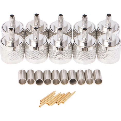 10 Stück N-Stecker Crimp RG58 RG142 LMR195 RG400 Koaxialkabel gerader Stecker