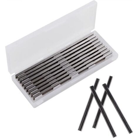 Lot de 10 lames de rabot électrique 82x5.5x1.2mm Acier rapide HSS pour bois dur Compatible Bosch, Makita, Black & Decker, DeWalt, Elu (1/5)