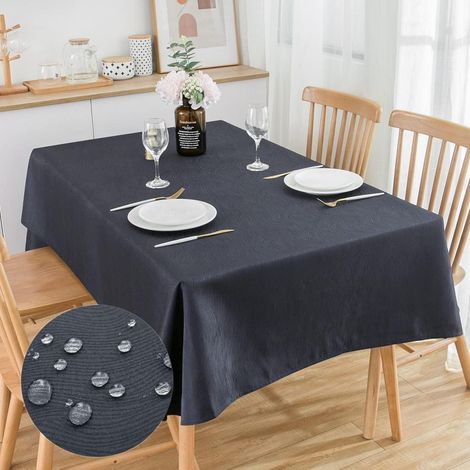 Nappe rectangulaire en jacquard 300x150 cm Gris Foncé, déperlante, facile d'entretien