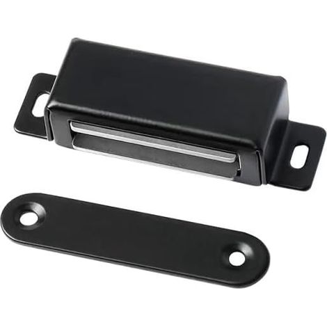 Ensemble de verrous magnétiques pour portes de placard, verrous de porte en acier inoxydable de 7 cm, compatibles avec les portes de meubles de cuisine, noir (1/3)