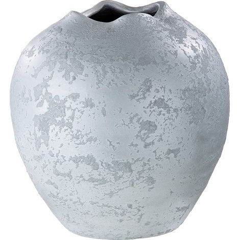 Vase en céramique – Vase décoratif Tulipe imperméable Hauteur 29 cm Diamètre 29 cm Couleur : Blanc Gris – Décoration de Salon – Fabrication européenne (1/2)