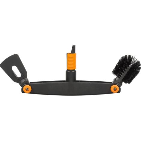 Fiskars Pulitore per grondaia con spazzola e raschietto regolabili, Larghezza: 4,5 cm, Nero/Arancione, QuikFit, 1001414 (1/5)