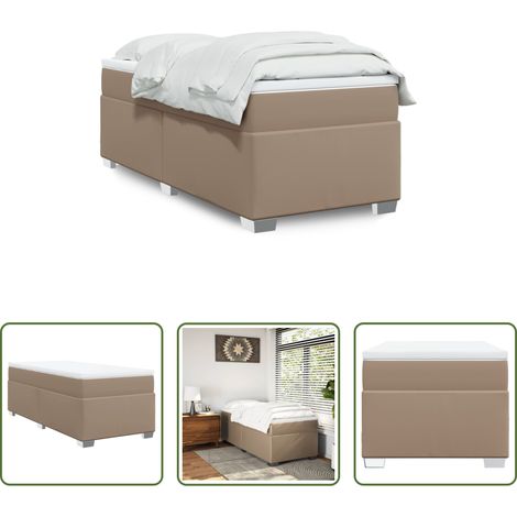 vidaXL Surmatelas -  Sommier à lattes de lit avec matelas Cappuccino 90x200 cm (1/5)
