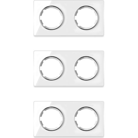 Plaque de finition Garda, en verre, horizontal, 2 postes (lot de 3) - blanc