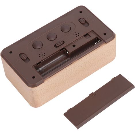 Moderner elektronischer Wecker mit Temperaturanzeige – Zifferblatt und Wecker aus Holz [LCD] [13,5 cm x 5 cm x 7,5 cm] [242 g] [3 AAA-Batterien nicht enthalten]