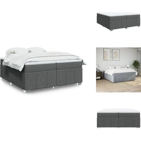 Sommier à lattes de lit avec matelas Gris foncé 200x200cm Tissu - Sommier À Lattes De Lit - Sommiers À Lattes De Lit - Lit - Meuble De Chambre À Coucher (1/5)