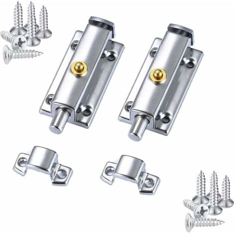 Loquet De Porte Coulissante Verrou Barrel Bolt En Acier Inoxydable, Serrure De Porte De Toilette Acier Inoxydable Pour Salles De Bains Portes Et Fenêtres, Bouton De Printemps Déverrouiller, 4 Pouces (1/5)