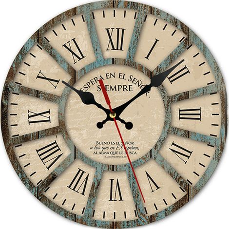 Horloge murale CQ1001-2 Design européen créatif en bois rond pour salon ou chambre à coucher (1/4)