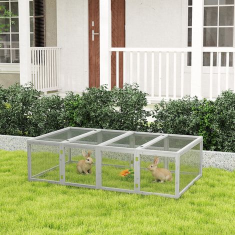 Clapier cage à lapins extérieur intérieur 2 portes supérieures 181L x 100l x 48H cm bois massif gris