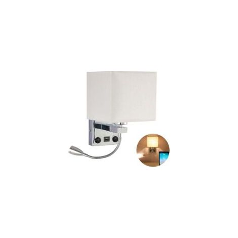 Nachttisch-Wandleuchte, flexible LED-Wandleuchte mit USB-Anschluss, Leselampe, schwenkbarer Arm fürs Schlafzimmer, E27-Wandleuchte (Leuchtmittel nicht enthalten) (1 mit USB-Anschluss) [Energieklasse - (1/4)