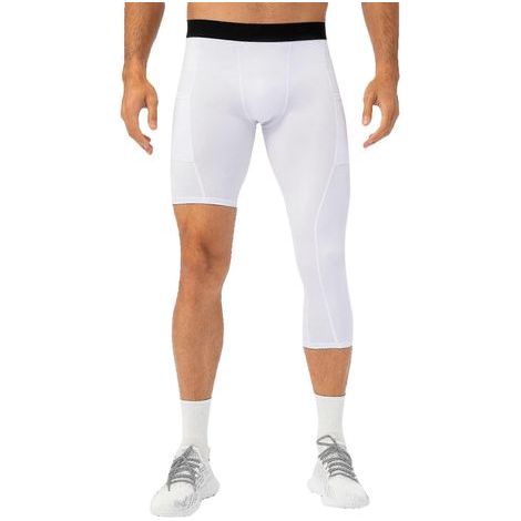 Herren-Leggings mit einem Bein und Seitentaschen, ideal für Fitnesstraining und Basketball. – Größe L – Weiß (1/5)