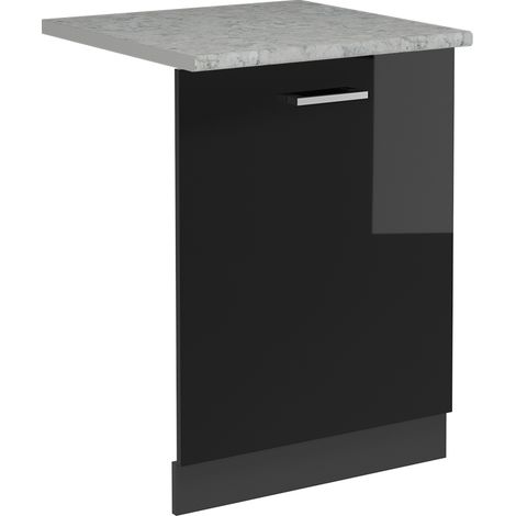 Façade de lave-vaisselle R-Line, Noir Haute brillance, 60cm , PT Marbre, Vicco