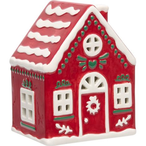 Casetta natalizia luminosa rossa con 1 led, altezza 13 cm, alimentata a batterie - Feeric lights & christmas (1/4)