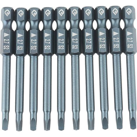 10-teiliges Set mit 1/4-Zoll-Schaft, 65 mm, S2-Legierungsstahl, Dreieckkopf-Schraubendreherbits, H6,3 x 65 mm x 2,7