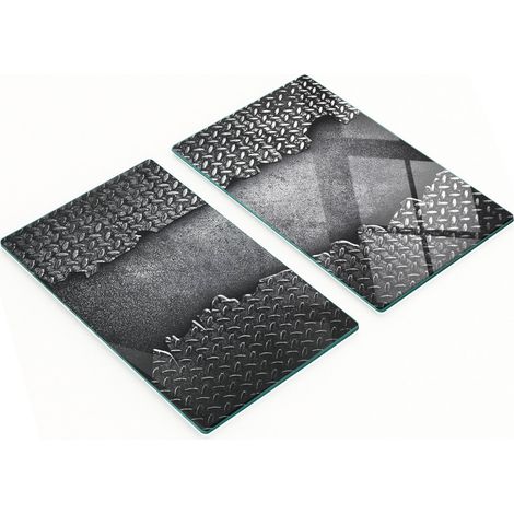 Tablas de servir de cristal para cocina con gr谩ficos, acero, negro, 2 x 30 x 52 cm