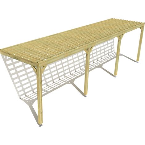 Pergola bois • 9m x 2m • adossée • sens profondeur • lattage bois • livraison comprise