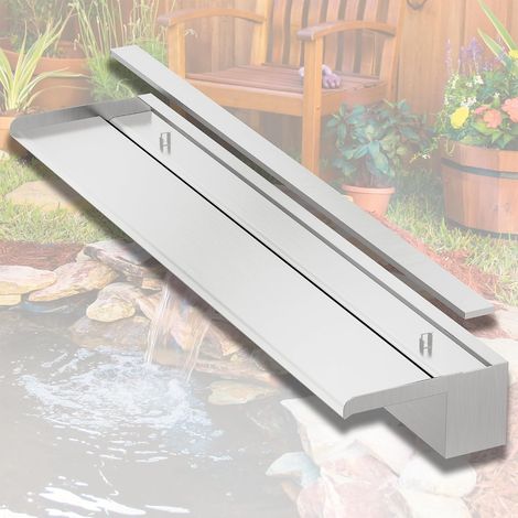 Fontaine De Piscine, Cascade Bassin Exterieur en Acier Inoxydable, Lame D’Eau, Fontaine Exterieur avec Accessoires pour La Décoration D'étang, Patio,Jardin (Long 90cm, Largeur 20cm) (1/5)