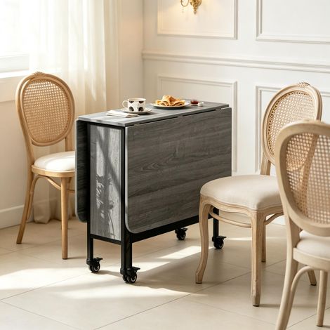 Table roulante moderne avec plateau extensible, table de salle à manger pliante avec roulettes et compartiment de rangement, table de cuisine multifonctionnelle (uniquement avec 1 table de salle à man (1/5)