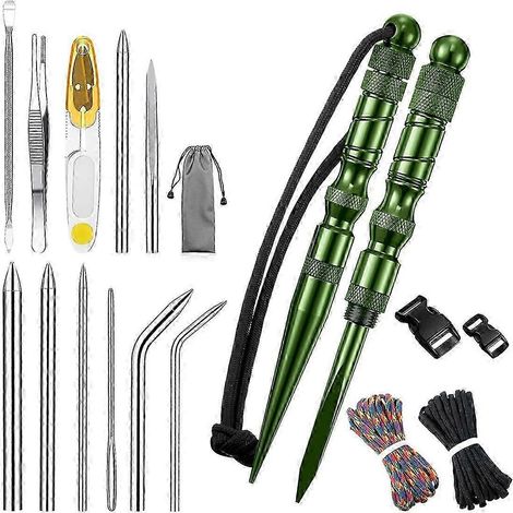 Ensemble de 12 outils pour nouer la paracorde, comprenant des aiguilles à coudre et à lacer en acier inoxydable, ainsi que des outils de lissage et de finition de haute qualité. WHBYV (1/4)