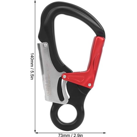 Moschettone da 35KN, moschettone da arrampicata all'aperto con fibbia di sicurezza anti-gancio per alpinismo/arrampicata/speleologia/alta quota (nero) (1/4)