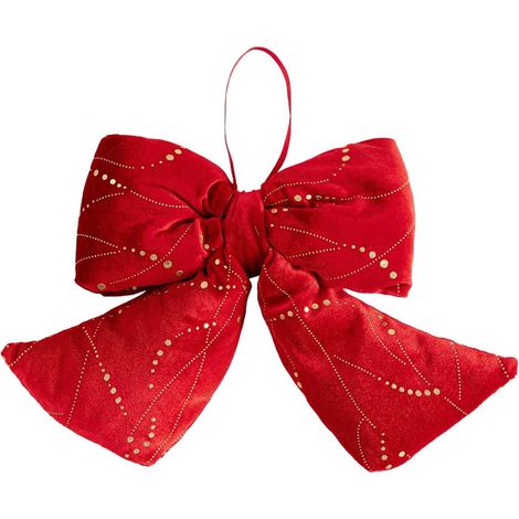 Ribbon - Bow Noël Velours Peluche - Décoration Arbre De Noël Porte Et Cadeau - Rouge - 31 X 23 X 6 Cm - 1 Pièce (1/5)